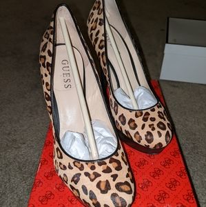 Guess Leopard Print Heels REAL CALF HAIR